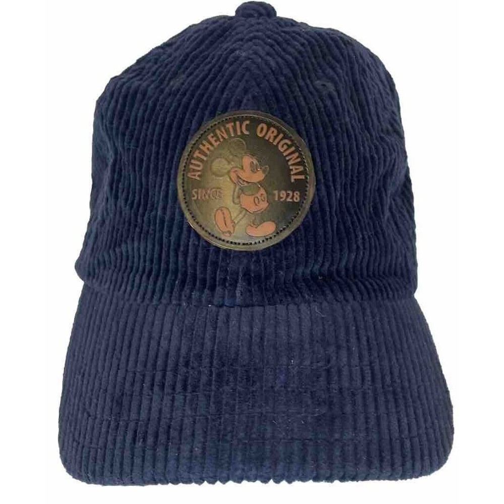 Disney Parks Mickey Mouse Navy Blue Corduroy Baseball Cap/Hat Adult Adjustable